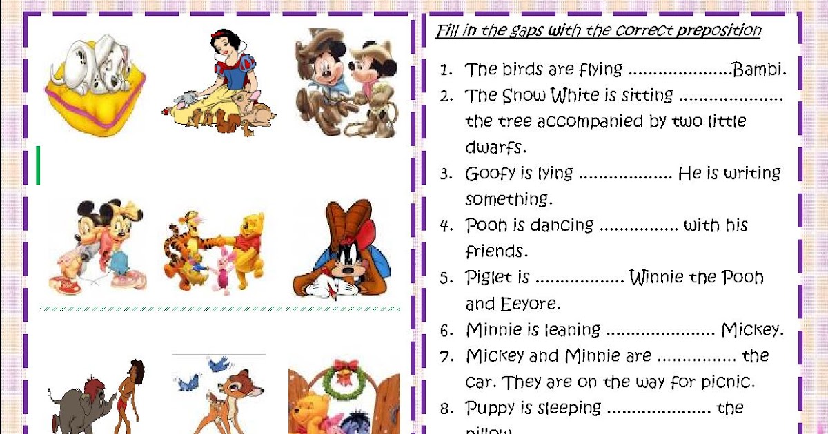 My English Class Simple Worksheet of Preposition of Place