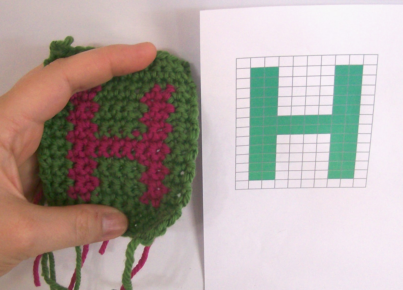 Ta-da! I have stitched a letter H into my crochet fabric just like ...