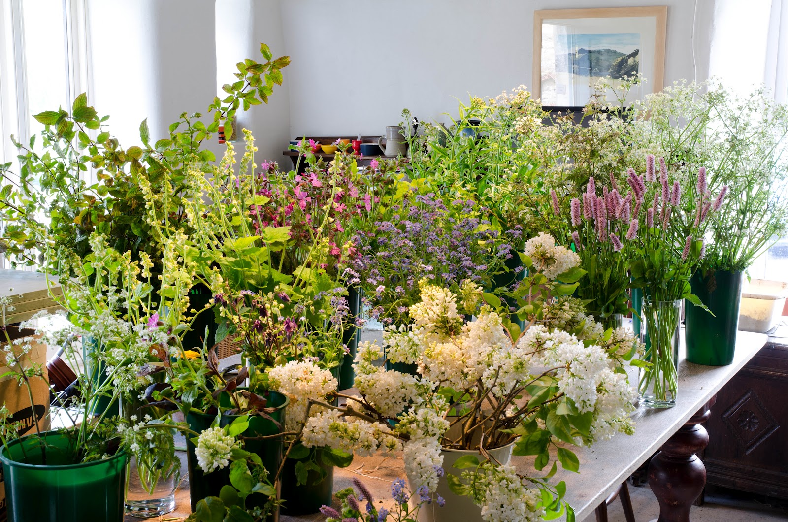 Prepping for a wedding with wildflower meadow table centres Common Farm Flowers The Flower