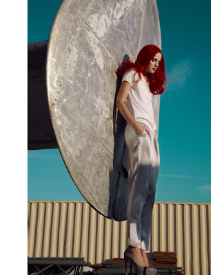 woman on airplane wing, airport, fashion photographer los angeles, angelika kocheva model