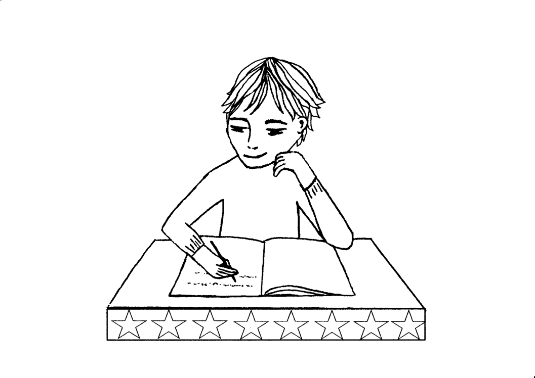 Kid throws textbook image