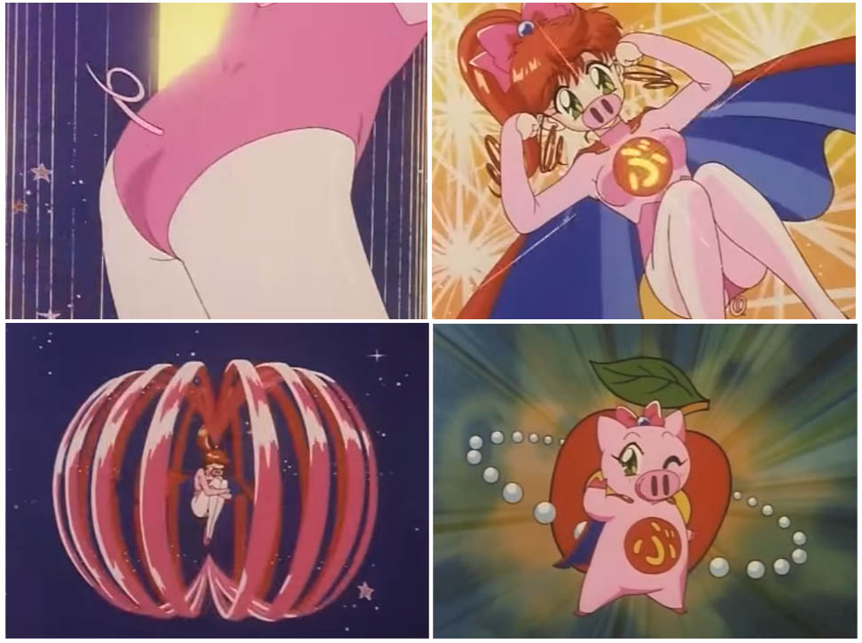 Super Boink Tonde Burin Magical Girl Transformation into a super Pig Japanese anime Magical Girl Parody 90's