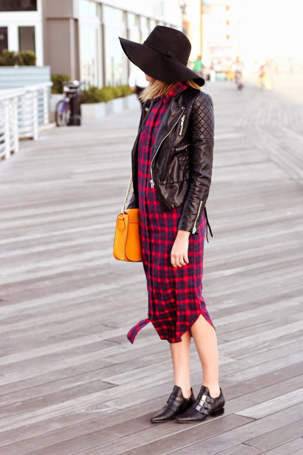 forever 21 plaid maxi dress, leather jacket, nyc vintage fashion blogger, long beach boardwalk forever 21 plaid maxi dress, leather jacket, nyc vintage fashion blogger, long beach boardwalk