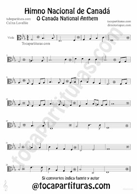 Tubepartitura Himno Nacional de Canadá partitura para Viola Himnos nacionales del mundo