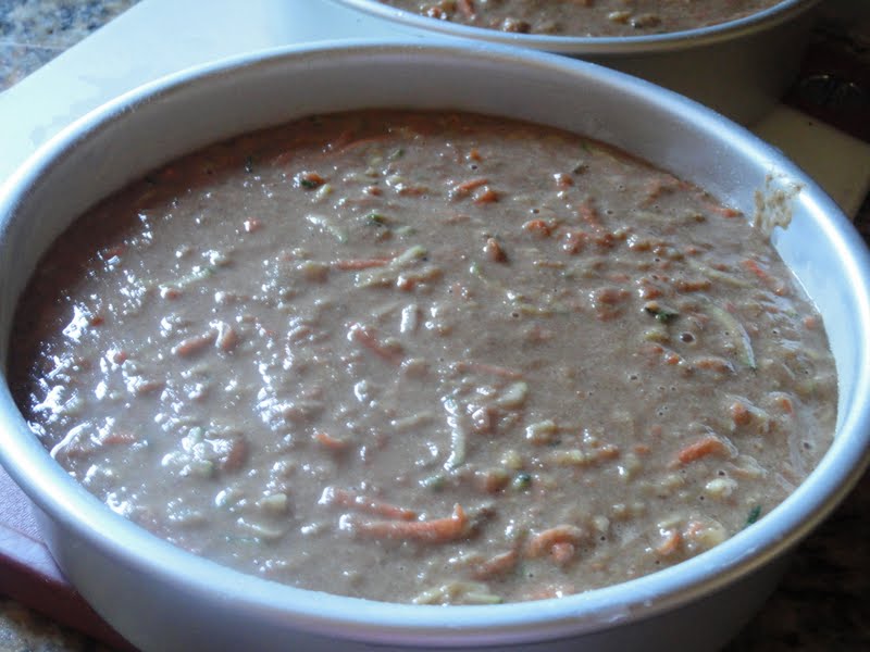 Zucchini Carrot Pineapple Cake with Walnuts and Cream Cheese Frosting