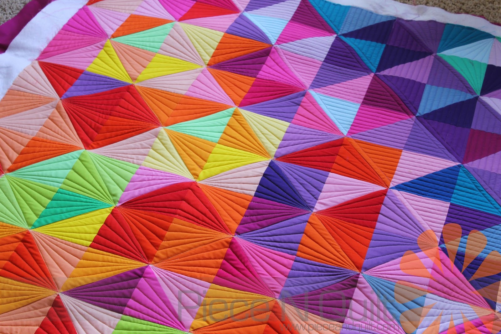 Piece N Quilt: Half Square Triangle Quilt - Custom Machine Quilting by Natalia Bonner