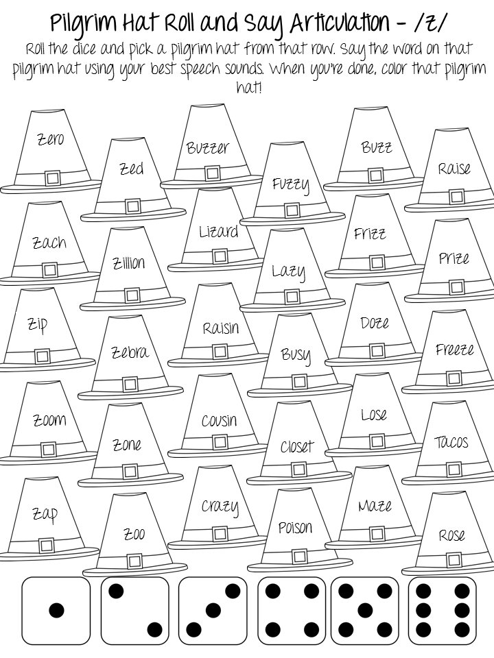 Worksheets R Articulation Worksheets smashingly good speech november 2015 roll say articulation you will need a dice to play this game have students and then choose word on one of the hats from corresponding