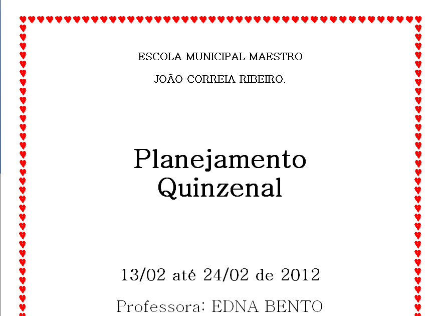 educando com amor planejamento quinzenal 13 02 a 21 02 quinzenal