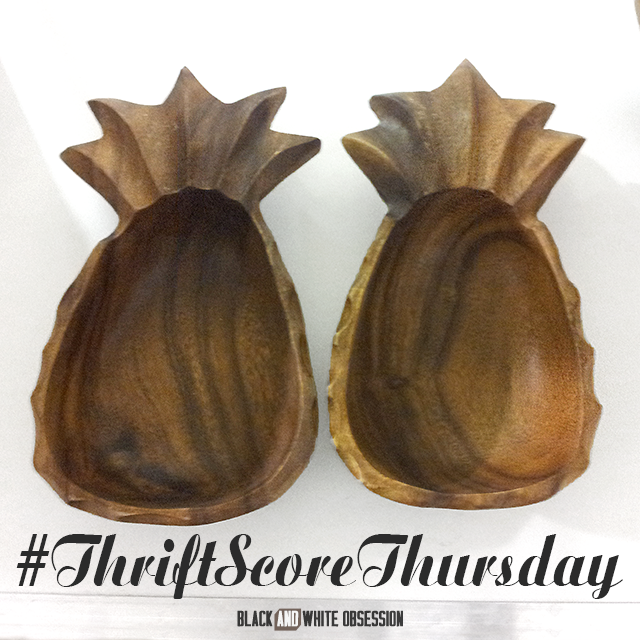 #thriftscorethursday Week 20: Wooden Pineapple Bowls | www.blackandwhiteobsession.com #thriftscorethursday Week 20: Wooden Pineapple Bowls | www.blackandwhiteobsession.com