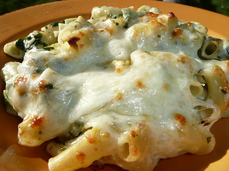 Everyday Dutch Oven Cheesy Baked Pasta with Spinach and Artichokes