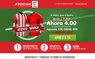 Sportium Super cuota 4 Atletico gana Benfica champions 30 septiembre Sportium Super cuota 4 Atletico gana Benfica champions 30 septiembre