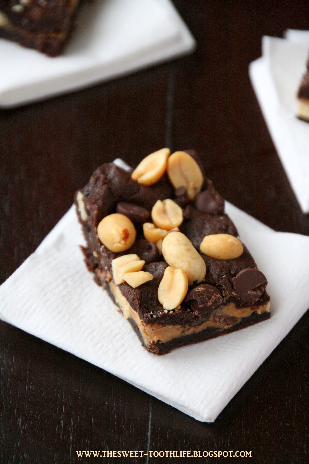 The Sweet {Tooth} Life Chocolate Peanut Butter Gooey Cake Bars