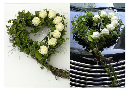 Wedding Cars Decorations With White Roses wedding decorations white
