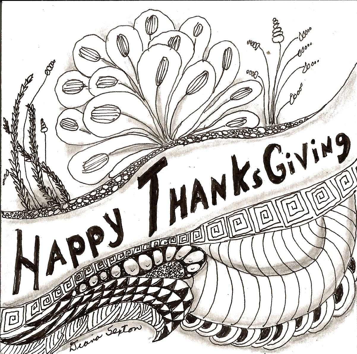 Hunkey Dorey Land: Happy Thanksgiving quote, zentangle