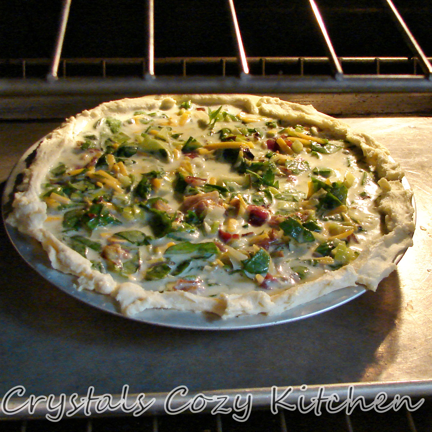 Crystal's Cozy Kitchen Spinach, Leek & Bacon Quiche