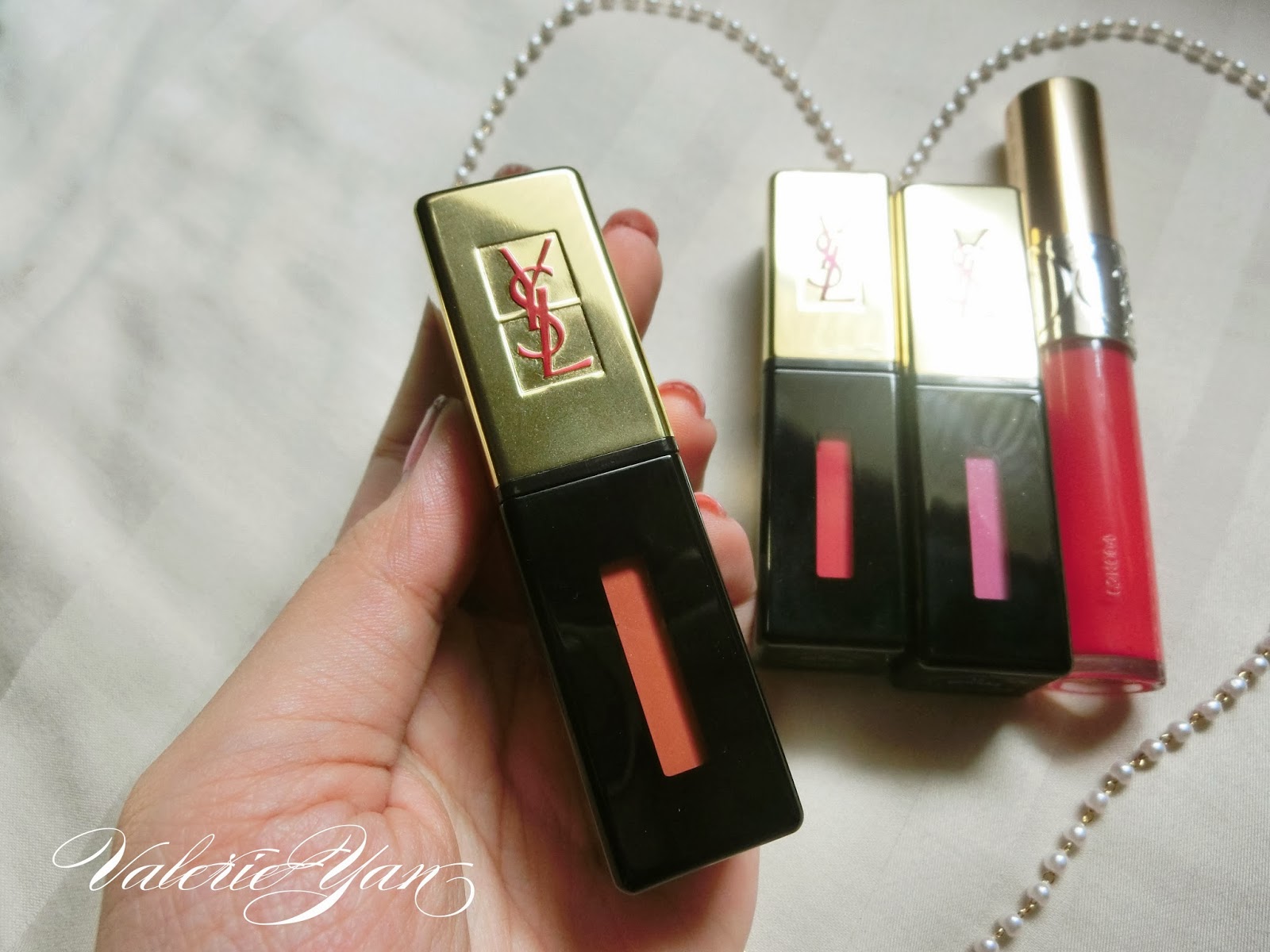 everything about life YSL Glossy Lip Stain in 12 and YSL Volupte gloss in 206