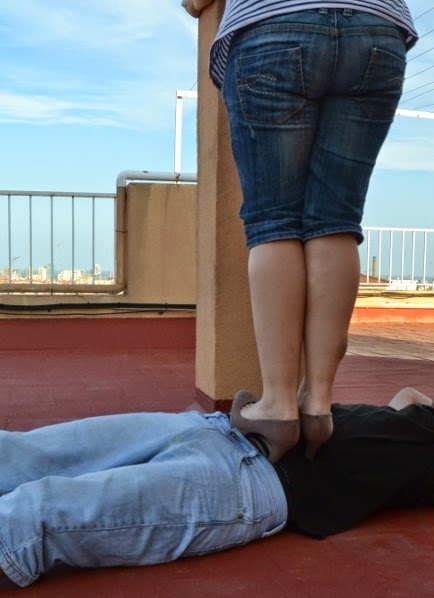 crushandtrampling: Trampling with high heels and jeans