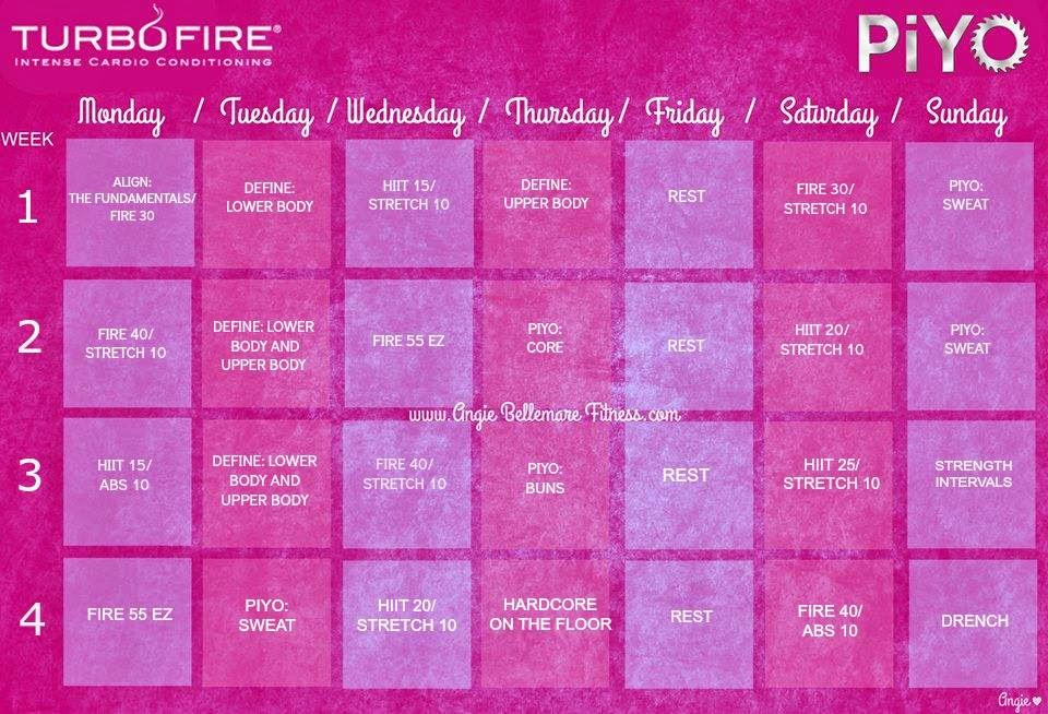 piyo workout calendar