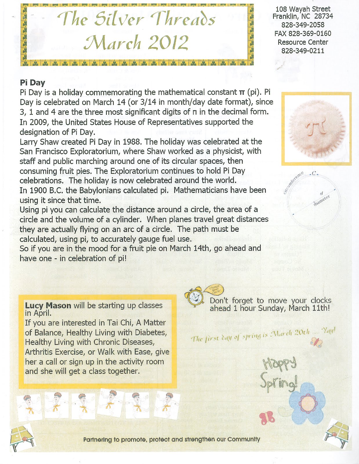 Senior Services Newsletter March Newsletter 2012