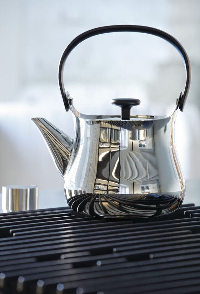 200.00 Alessi CHA Kettle for Tea Brewing, Silver modern design by