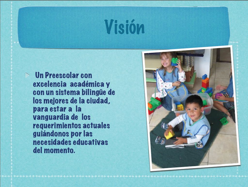 NIDOS PreEscolar ESTANCIA INFANTIL NIDOS PreEscolar..Visión Un
