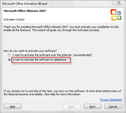 bypass microsoft office 2007 activation wizard