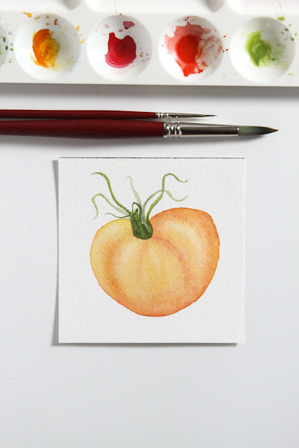 watercolor, watercolor painting, tomato painting, watercolor tomato, Anne Butera, My Giant Strawberry