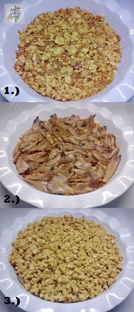 Crumble Vegana de Tofu y Setas con Avena y Almendra. Crumble Vegana de Tofu y Setas con Avena y Almendra.
