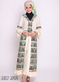 Contoh Gamis Kombinasi Brokat Batik Contoh Gamis Kombinasi Brokat Batik