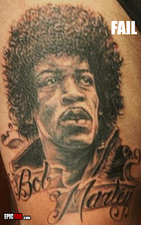 Jimi Hendrix Bob Marley tattoo mismatch