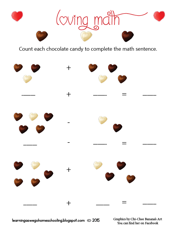 Learning As We Go Chocolate Heart Candies Math Worksheets