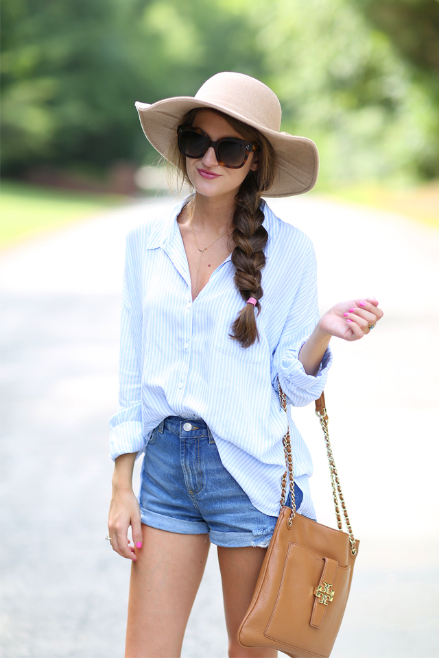 Southern Curls & Pearls Blue and White Button Up