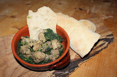 Spezzatino di stinco alla senape con spinaci e simil ciabatte per MTC