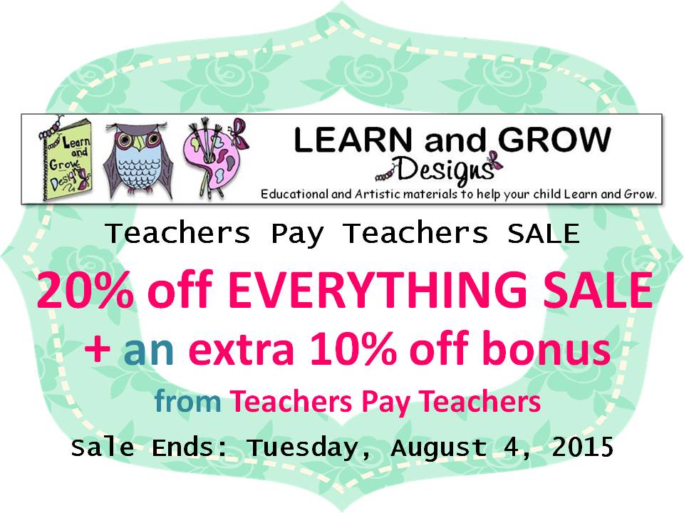 Learn and Grow Designs Website Teachers Pay Teachers Back to School Sale