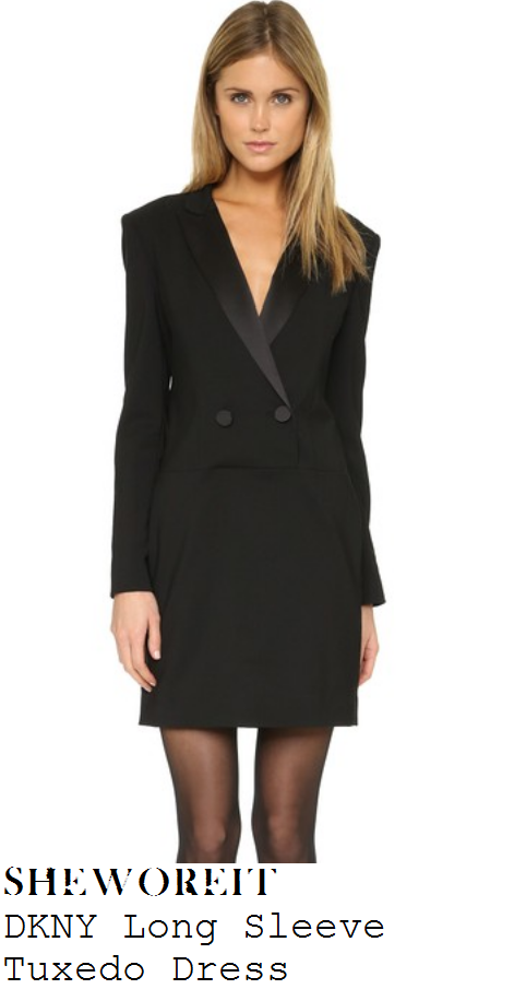 caroline-flack-black-tuxedo-blazer-mini-dress