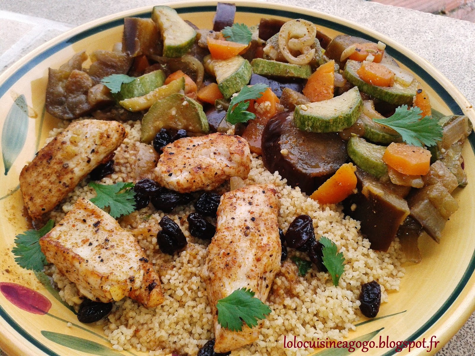 Lolo cuisine à gogo Couscous diététique dinde grillée, aubergines et