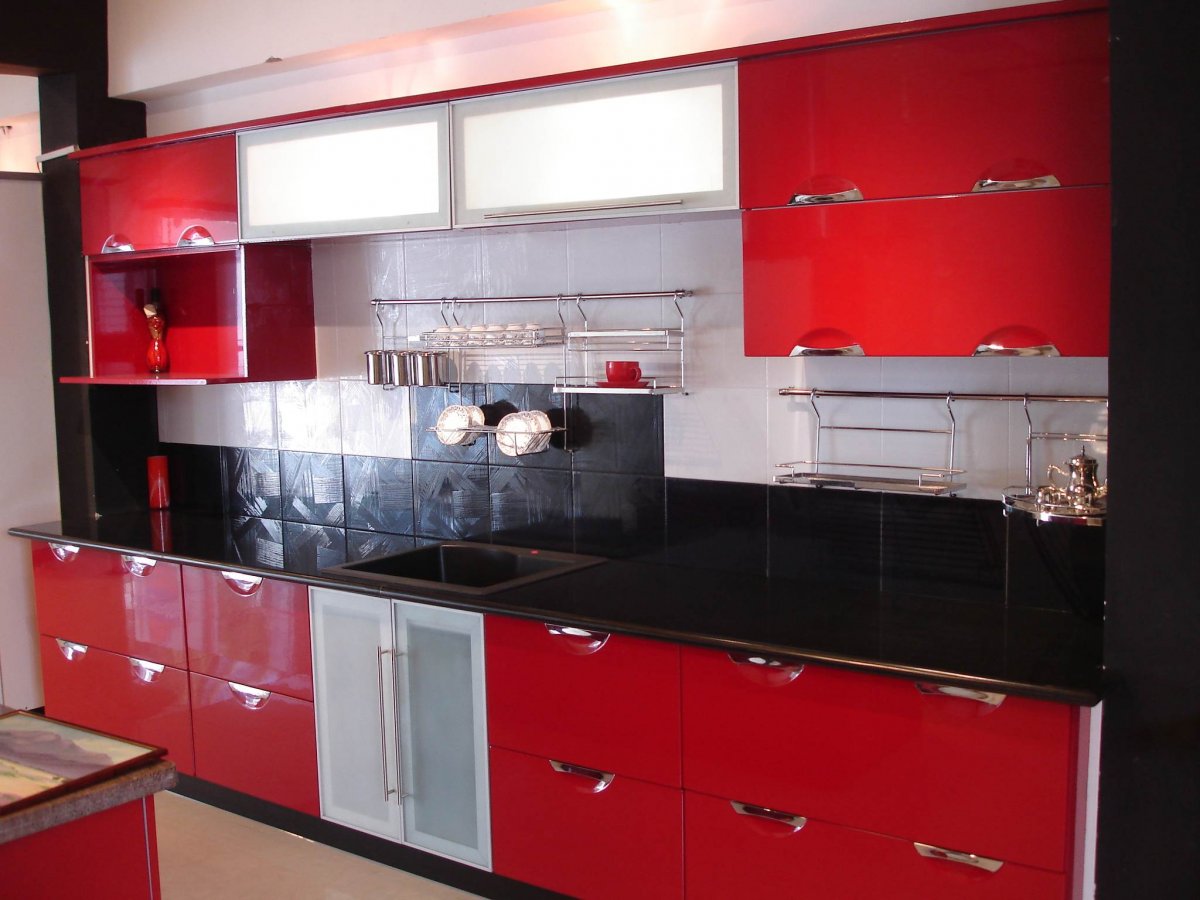 red black kitchen design