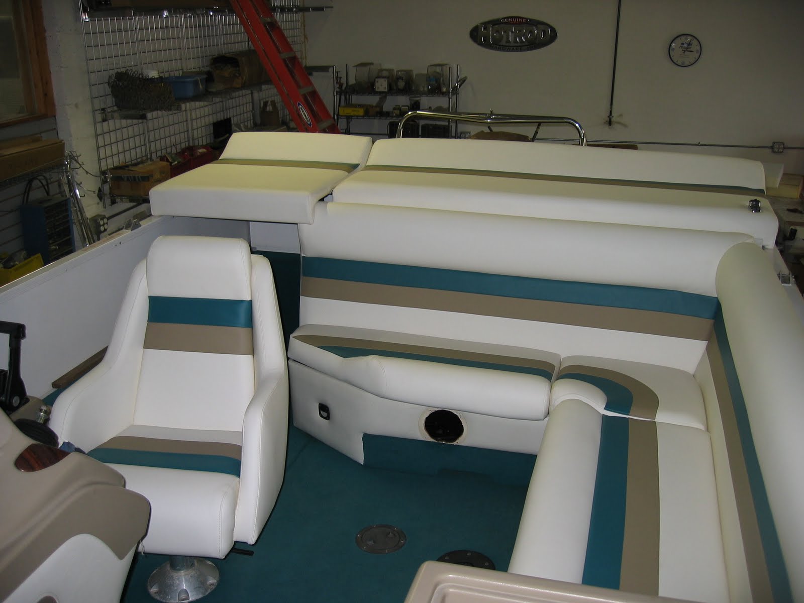 Homestyle Custom Upholstery and Awning Full Boat Interior