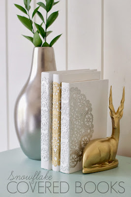 How to make DIY snowflake books using white paint and doilies! LOVE this!