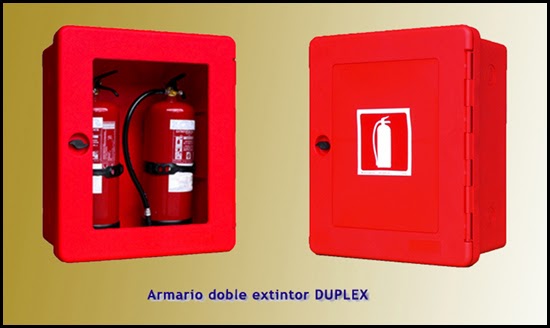 Armario extintor doble, cabina portaextintor.