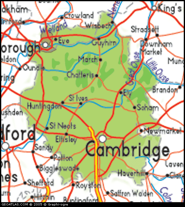 Cambridgeshire Political Regional Map United Kingdom Map Regional