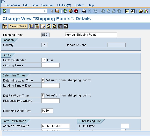 Define Shipping Point in SAP SD