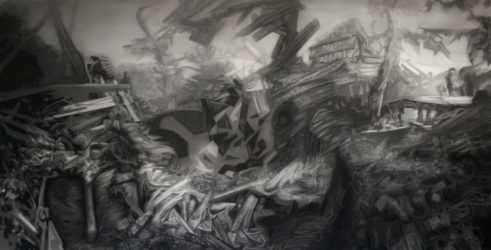 Isaac McCaslin, Ersatz Tchefuncte Contemporary Charcoal Drawing