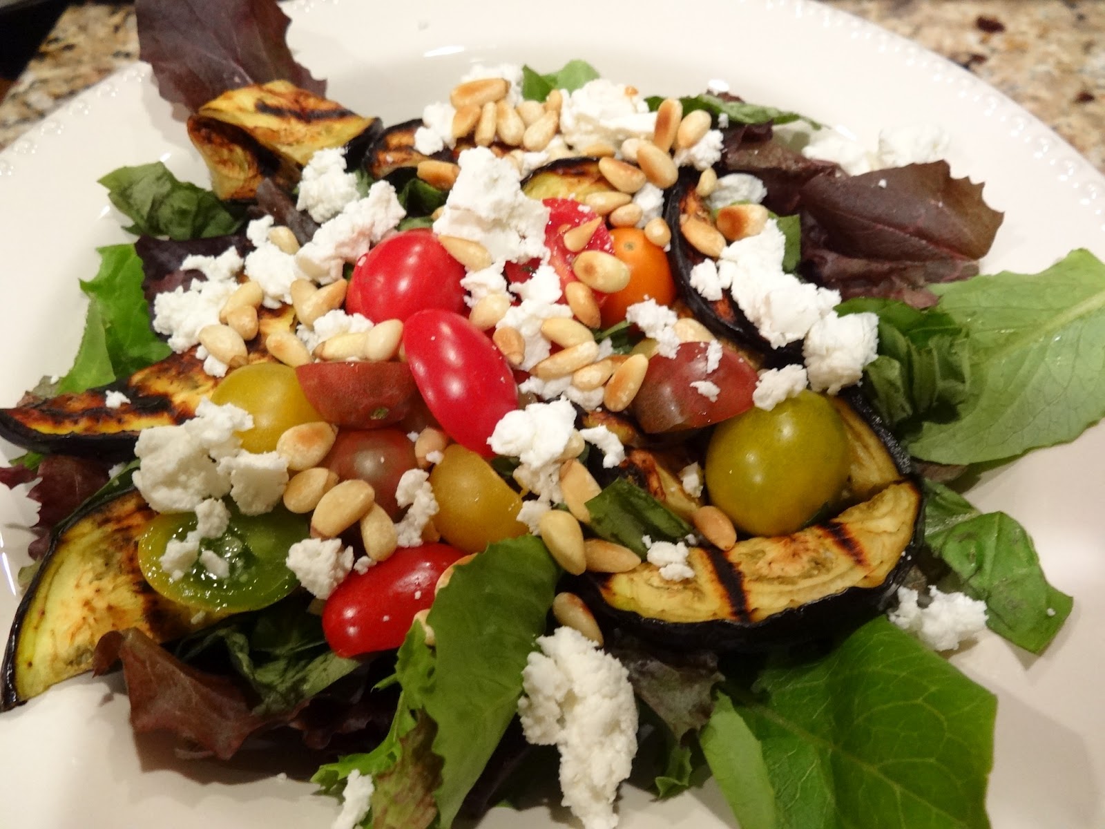 Grilled Eggplant + Goat Cheese Salad Schue Love