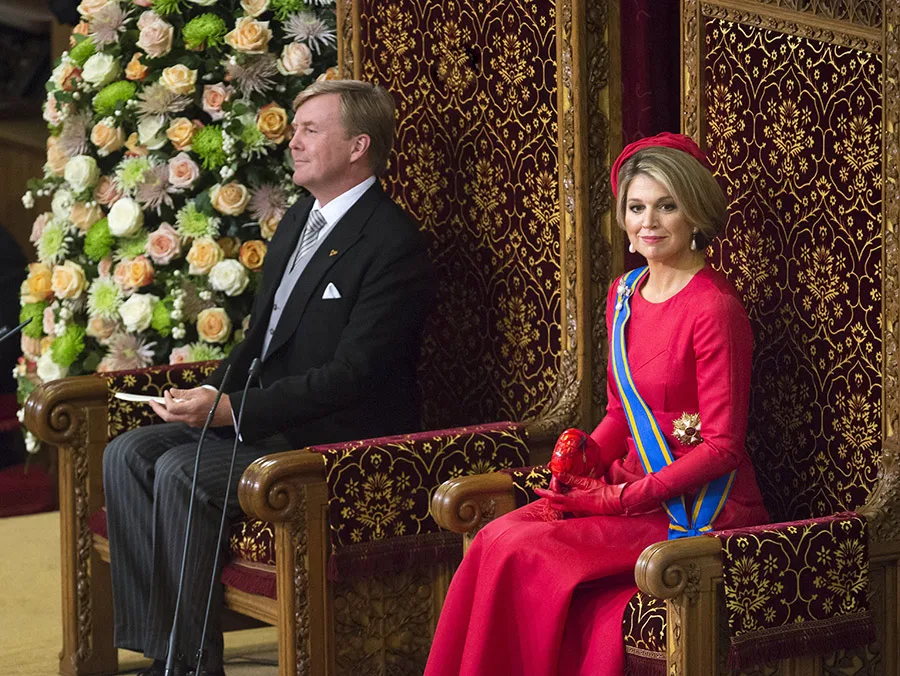 King Willem-Alexander, Queen Maxima, Prince Constantijn and Princess Laurentien at the balcony of Palace Noordeinde after the Prinsjesdag ceremony