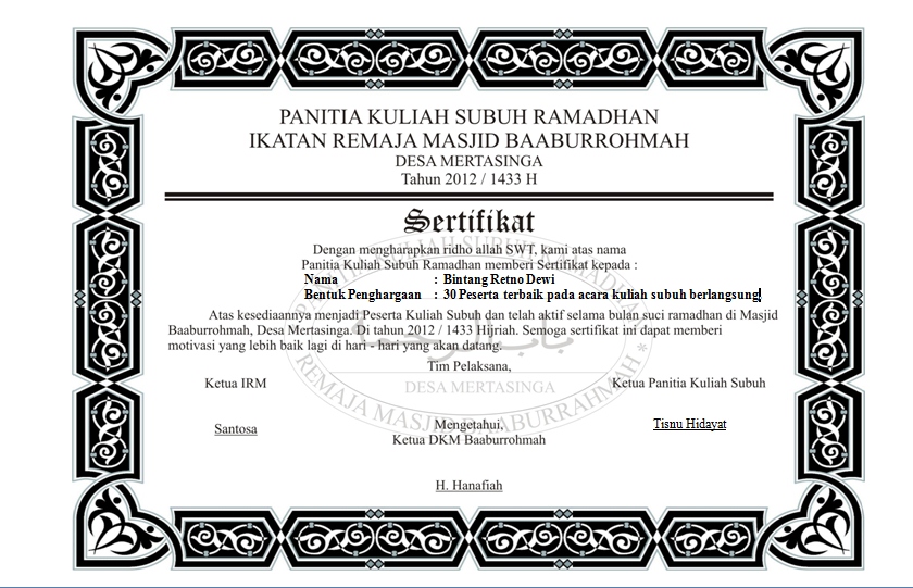 contoh sertifikat