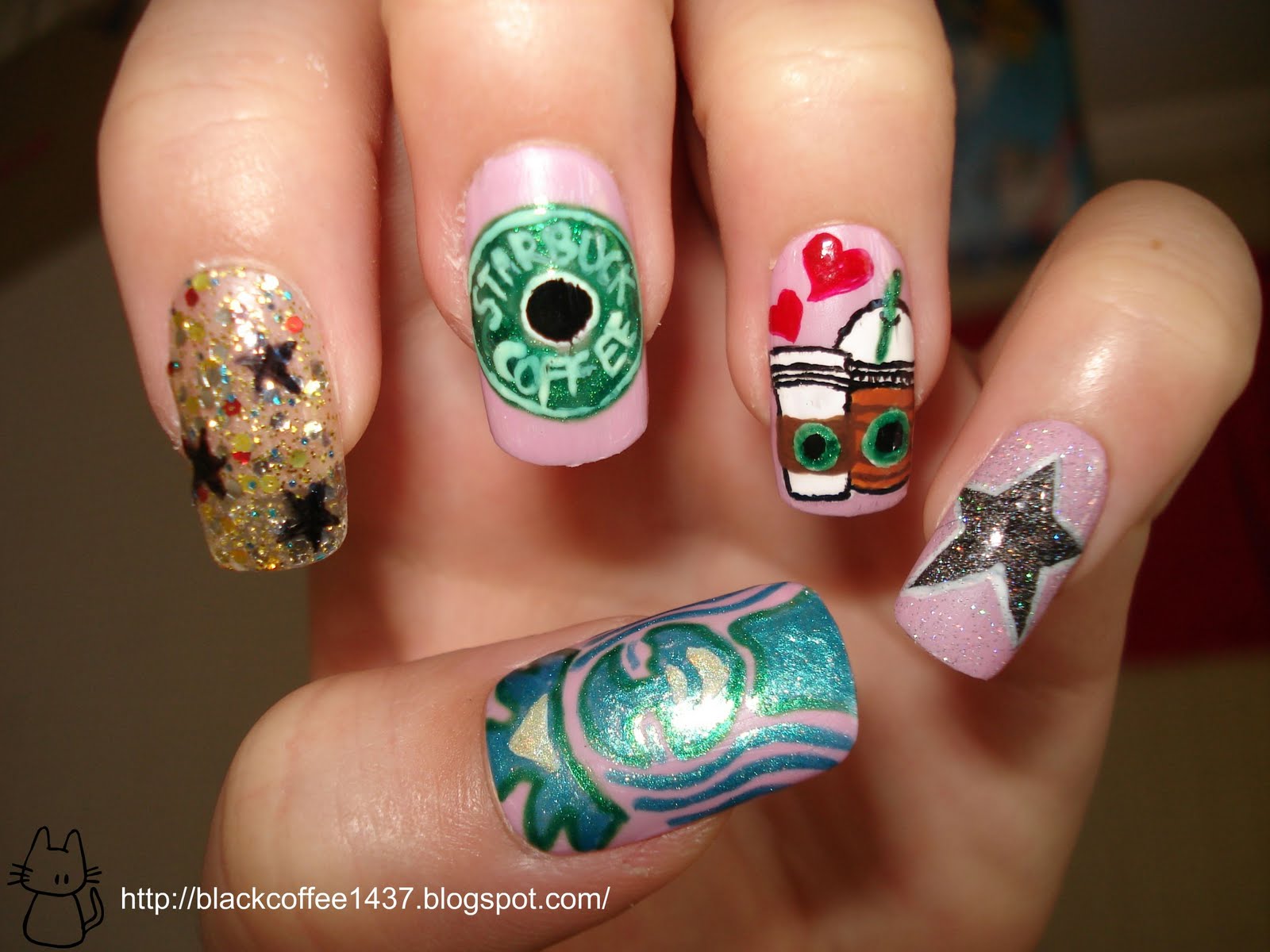Silence is Loud Swap and Starbucks nail art