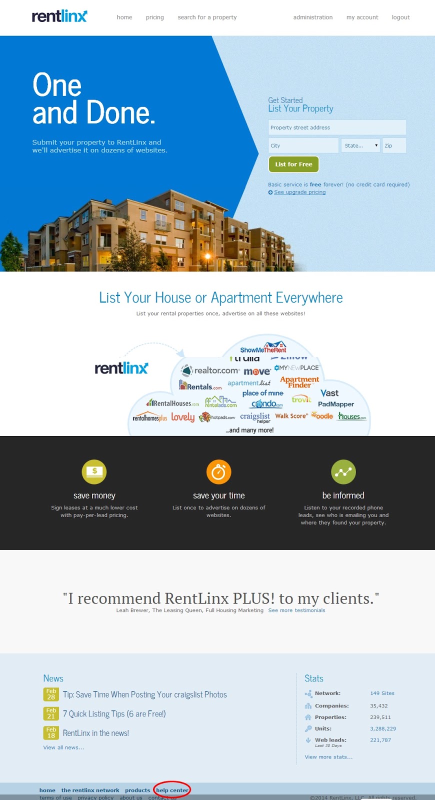 RentLinx One and Done March 2014