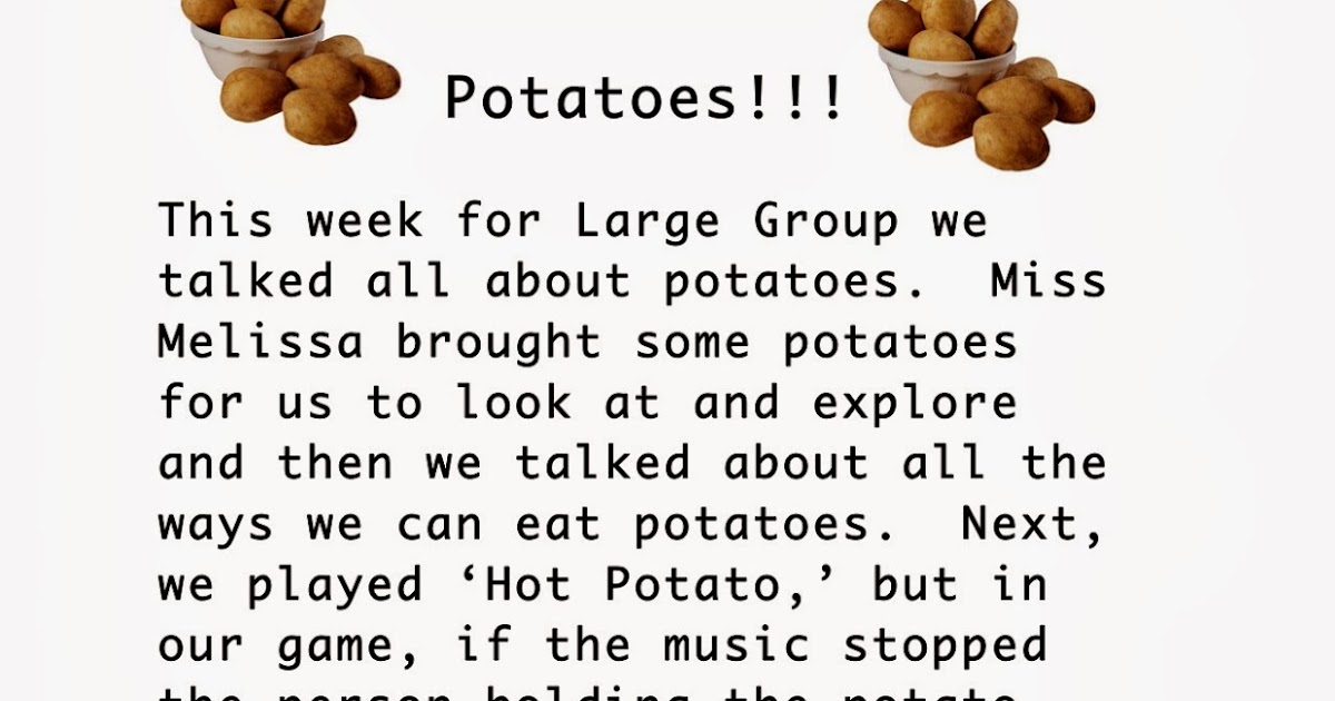 Miss Melissa's Speech Potatoes, Potatoes, and More Potatoes!