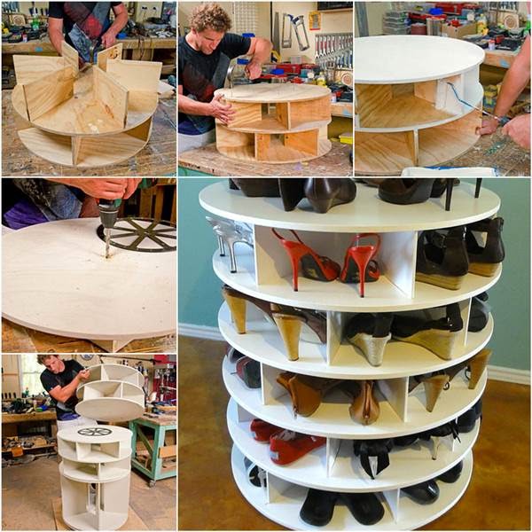 DIY Lazy Susan Shoe Storage Rack Creative Ideas